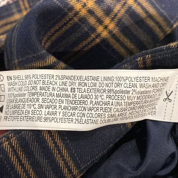 Forever 21 Navy & Yellow Plaid Skirt Front Functional Zipper Accent - Size Small - Picture 6 of 6